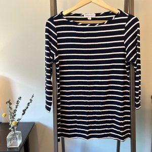 Amour Vert Francoise 3/4 Sleeve Dream Knit Tee - Navy/White stripe